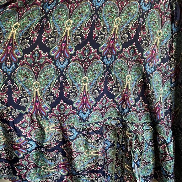 Indian Silk Maxi Dress with Kimono Sleeves, Size Medium - Picture 11 of 12